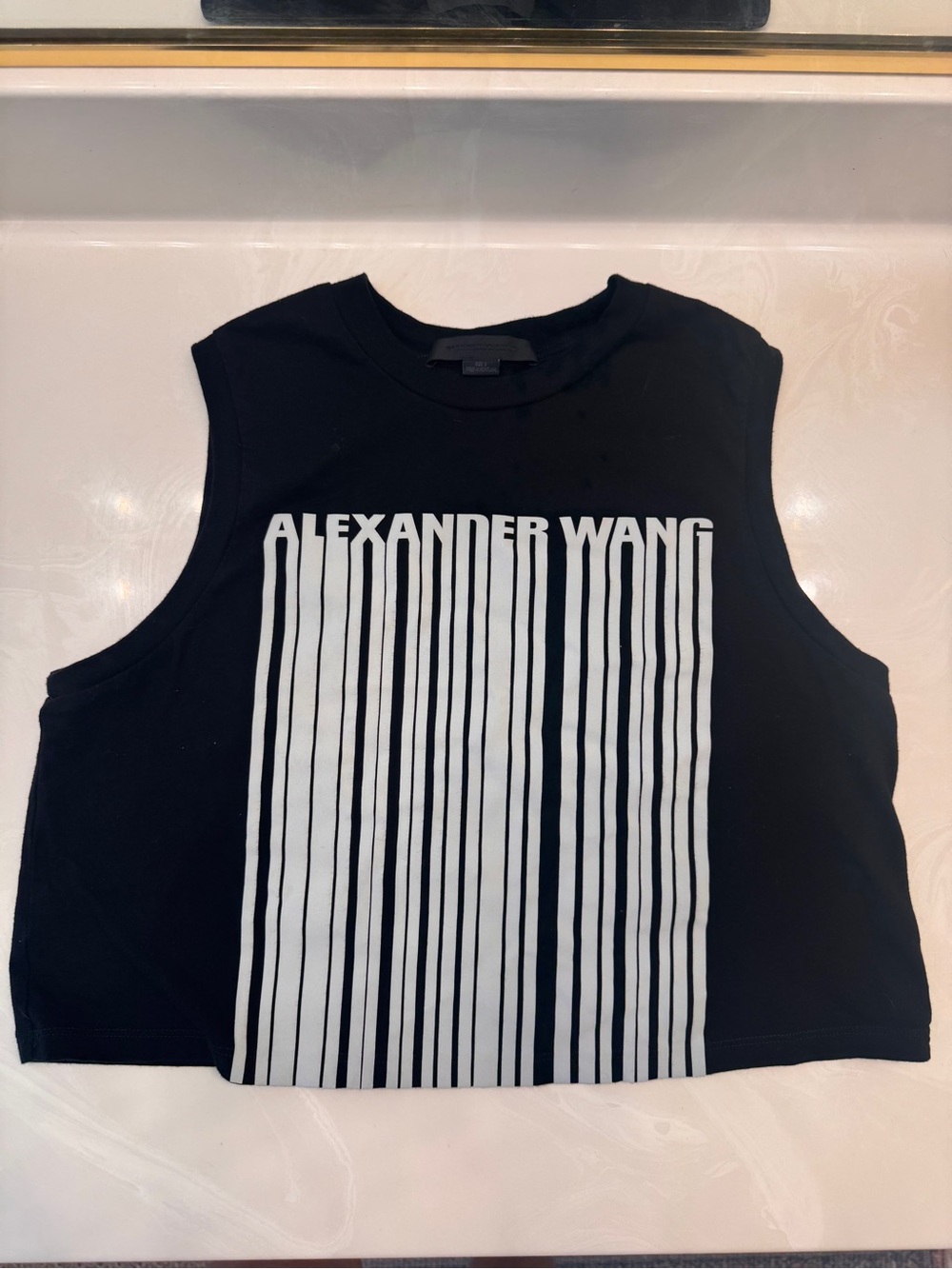 Alexander Wang Black & White Barcode Tank Small